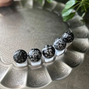Snowflake obsidian sphere